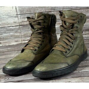 Diesel s boulevar combat style leather zip sneaker boots size 10 US color green